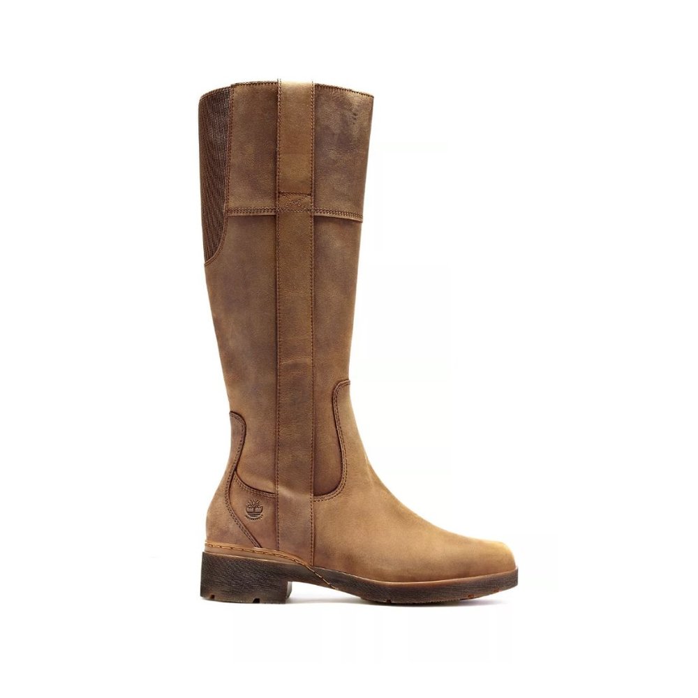 Timberland Graceyn Waterproof Leather Side Zip Tall Boot 7.5 Brown A2FXB A5819